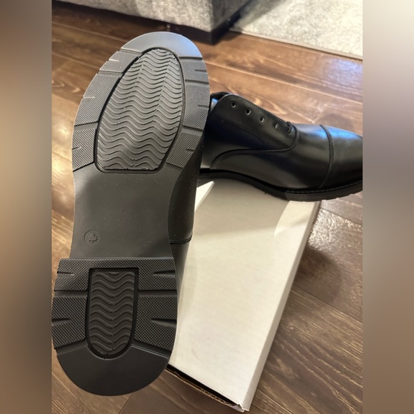 Men Black Leather Derby Shoes - Picture 4 of 6